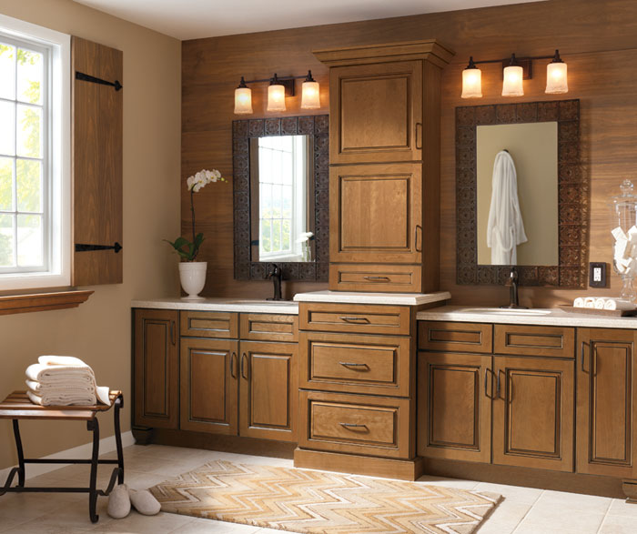 Wood Bathroom Countertop Cabinet For Kitchen With 2 Window Doors