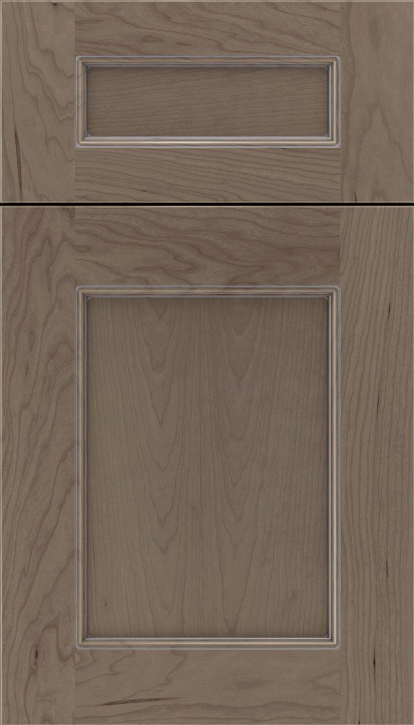 Lexington 5pc Cherry recessed panel cabinet door in Winter with Pewter glaze