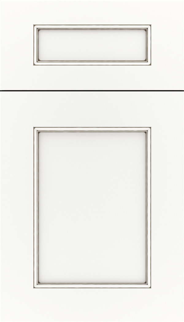 Lexington 5pc Maple recessed panel cabinet door in Whitecap with Smoke glaze