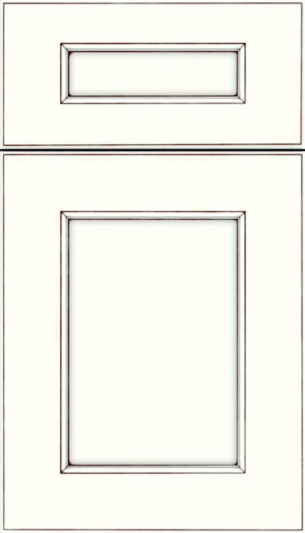 Tamarind 5pc Maple shaker cabinet door in Alabaster with Mocha glaze