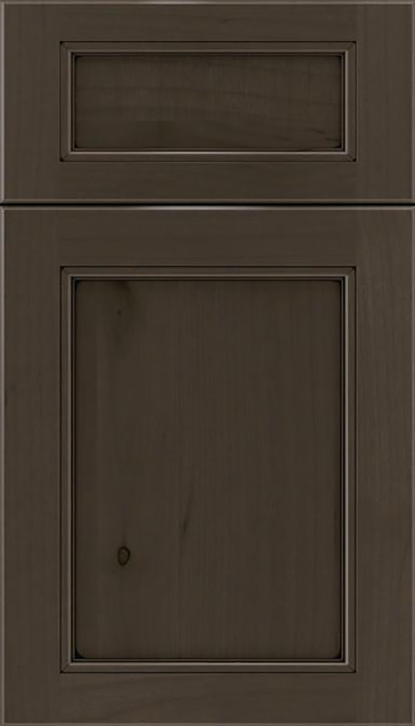 Templeton 5pc Alder recessed panel cabinet door in Thunder with Black glaze
