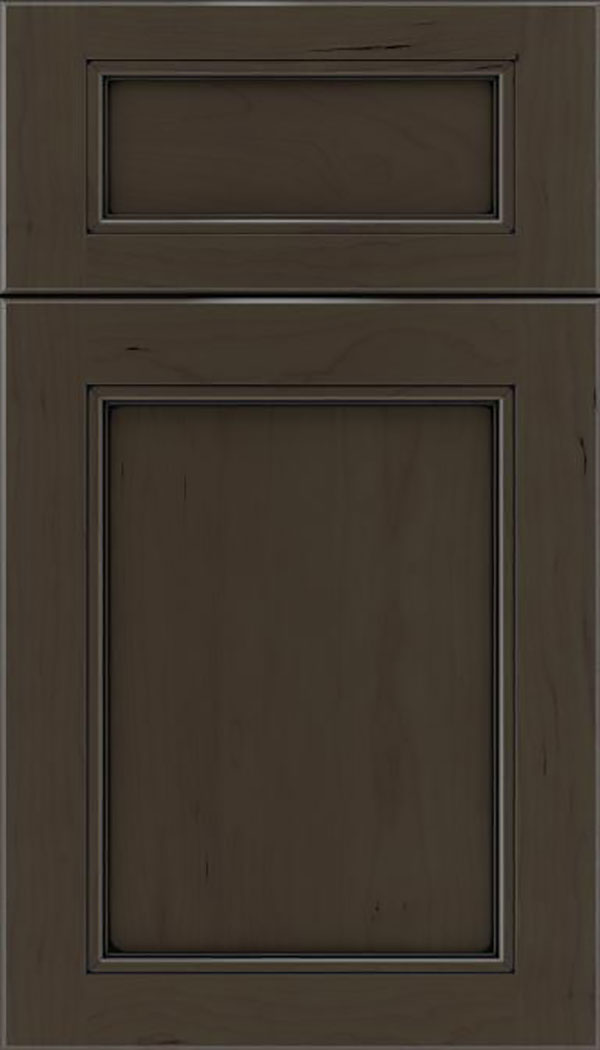 Templeton 5pc Cherry recessed panel cabinet door in Thunder with Black glaze