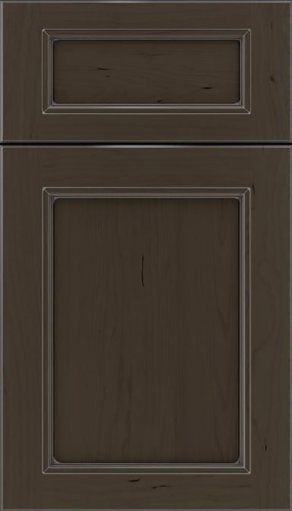 Templeton 5pc Cherry recessed panel cabinet door in Thunder with Pewter glaze