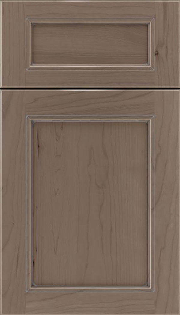 Templeton 5pc Cherry recessed panel cabinet door in Winter with Pewter glaze