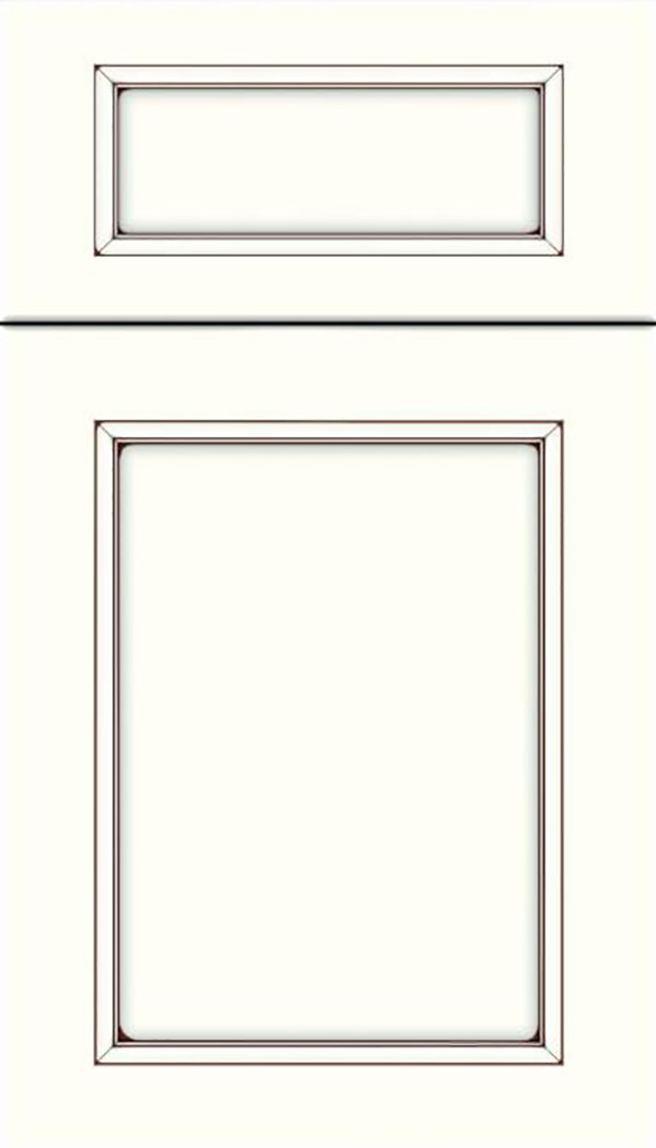 Templeton 5pc Maple recessed panel cabinet door in Alabaster with Mocha glaze