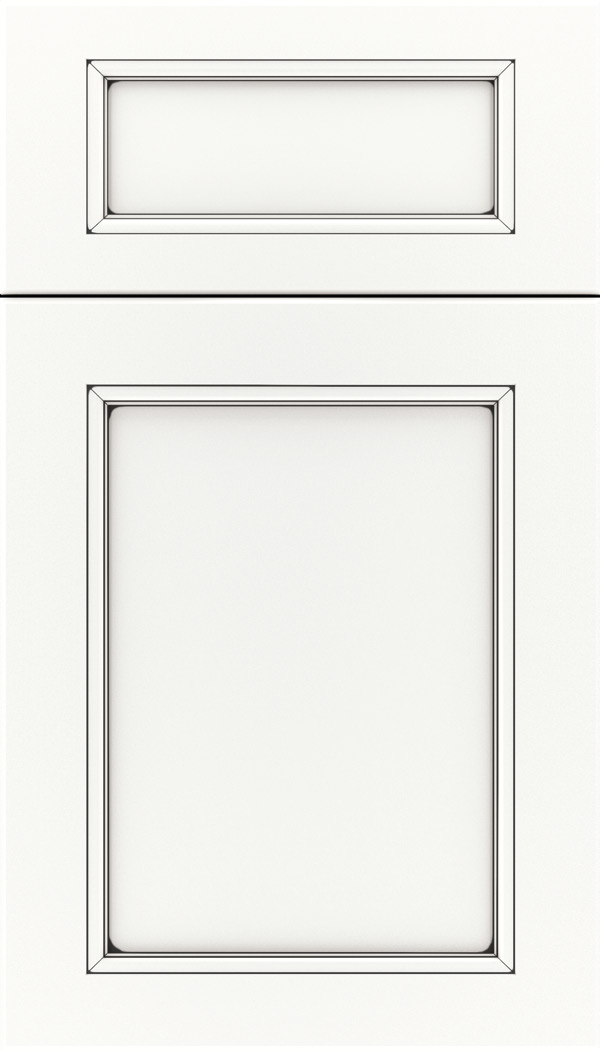 Templeton 5pc Maple recessed panel cabinet door in Whitecap with Black glaze